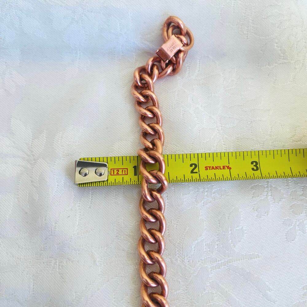 Bracelet Solid Copper Link Chain Men's Unisex 8" - image 9